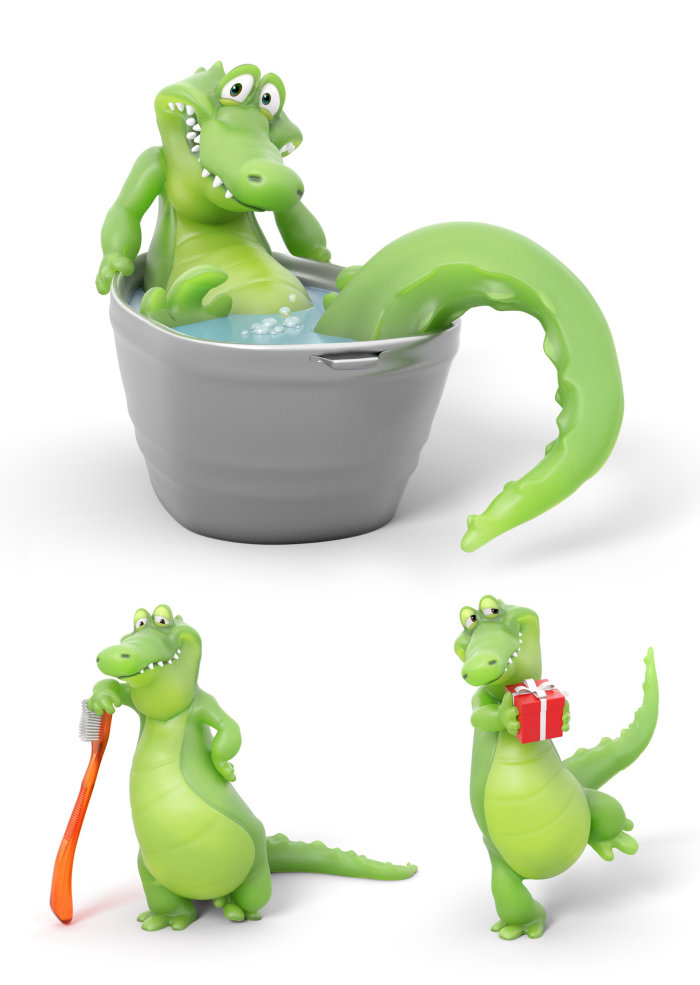 3D rendering of fun crocodile