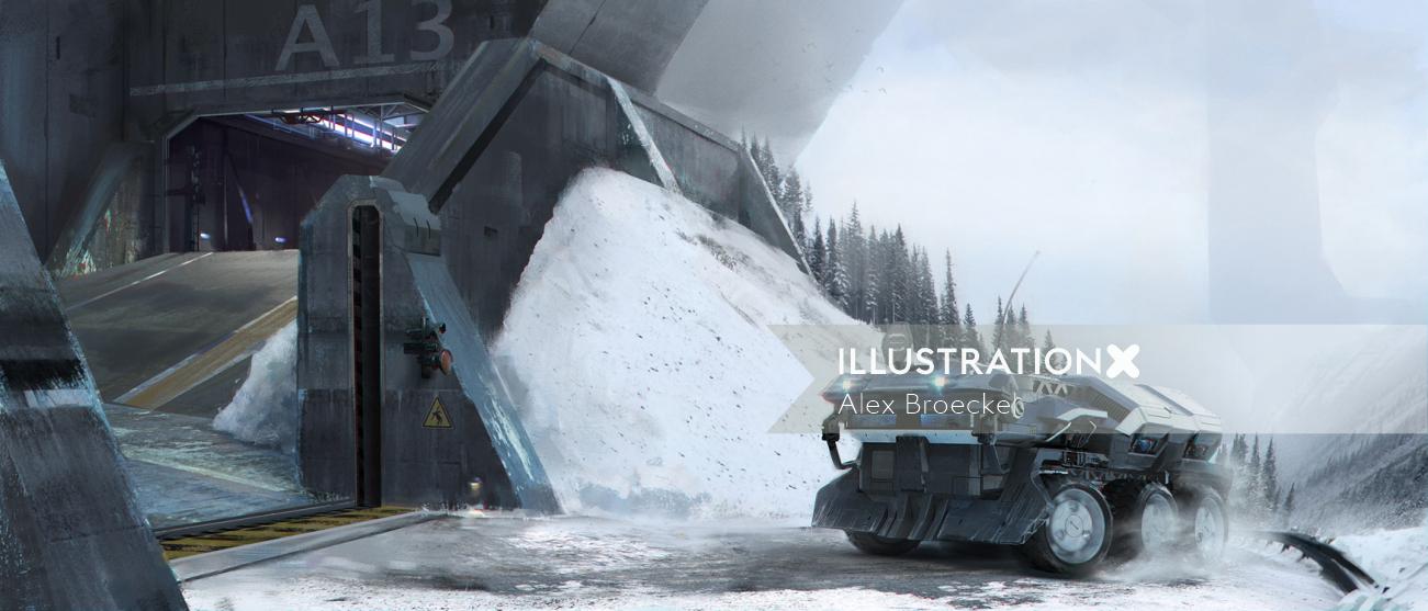 Illustration 3D du véhicule de glace à A13