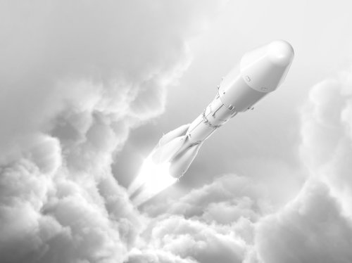 3D CGI渲染火箭爆炸到太空