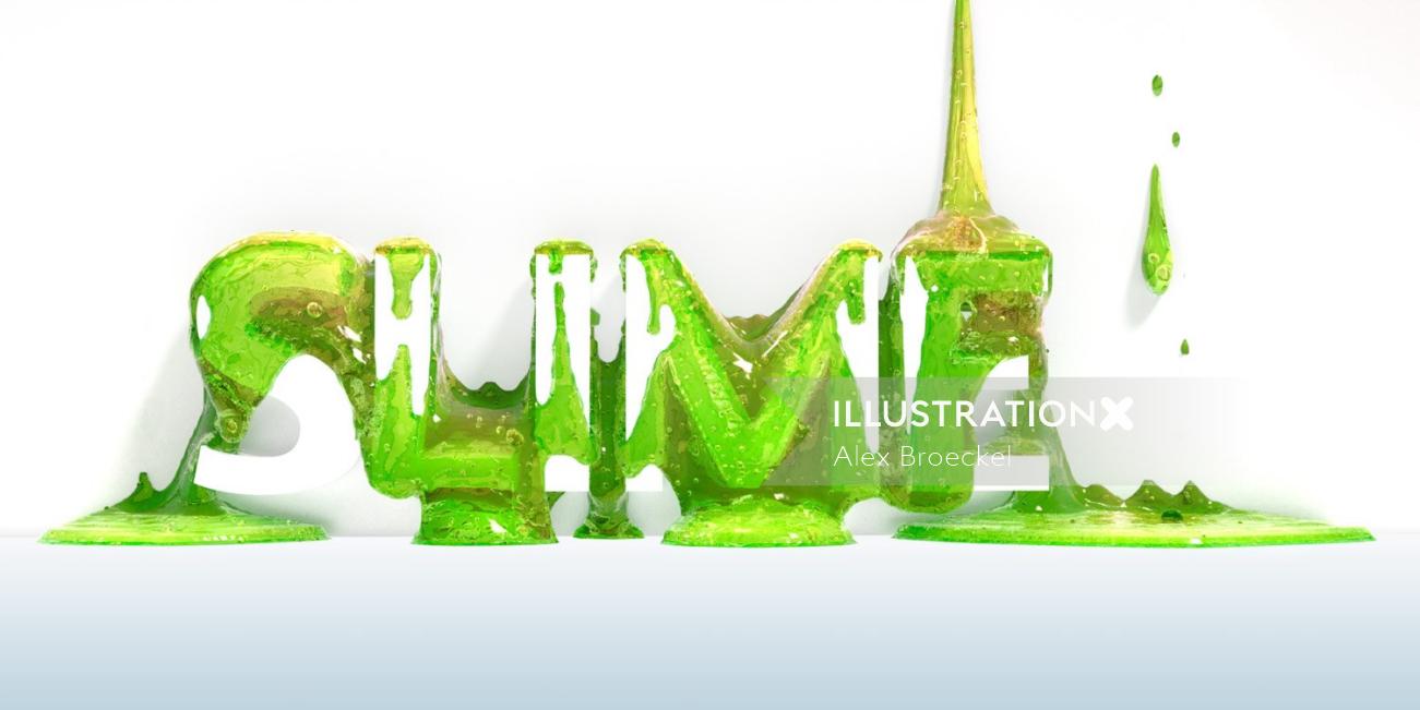 photorealistic 3d lettering slime
