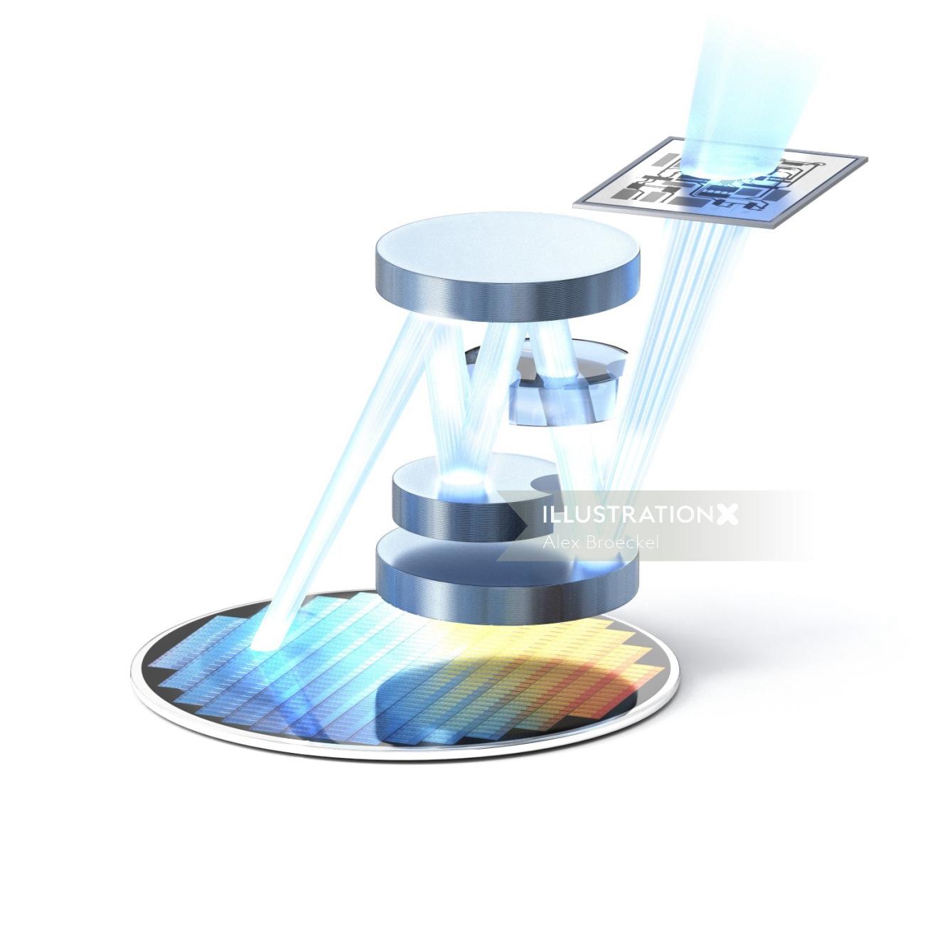 Ilustración 3D de luces de prisma