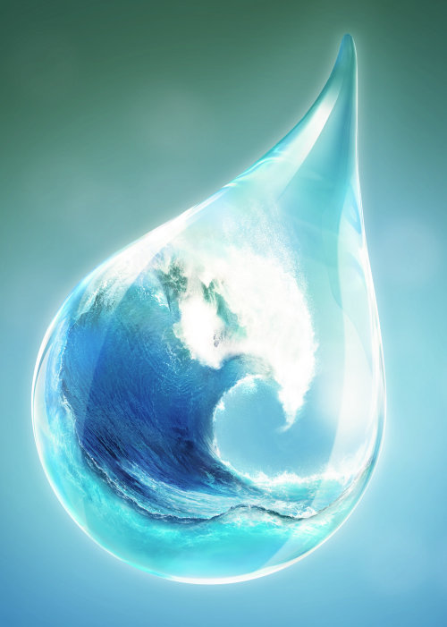 海洋在水滴中的3d设计