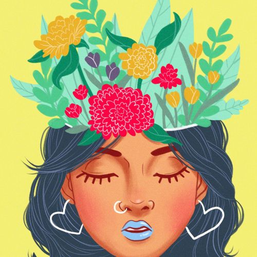 Portrait of Floral head girl