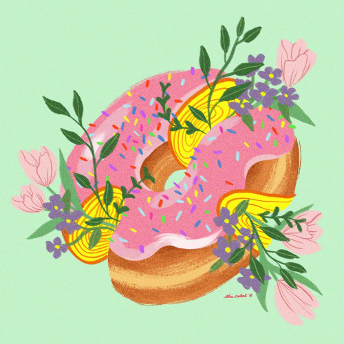 Beautiful Artwork of Donut with pink ice