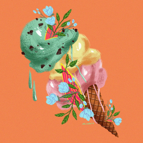 花卉冰淇淋的数字艺术
