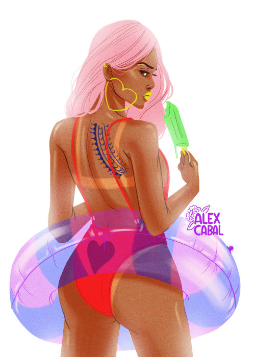Bikini Girl eating popsicle en étés