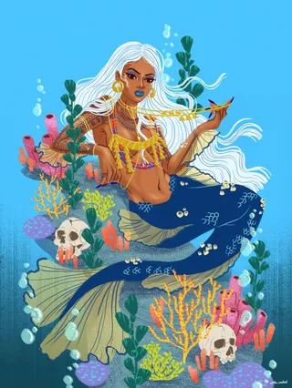 Lady fish fashion illustration