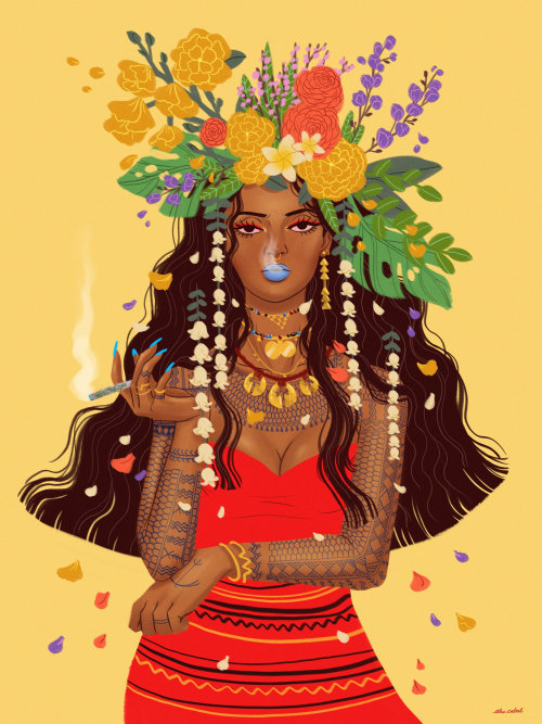 Femme décorative avec des fleurs