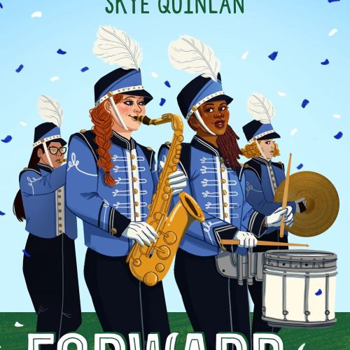 Forward March" book illustration depicting the school's marching band