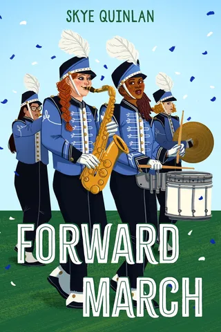 Forward March" book illustration depicting the school's marching band