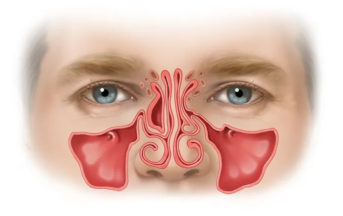 Illustration of concha bullosa sinusitis