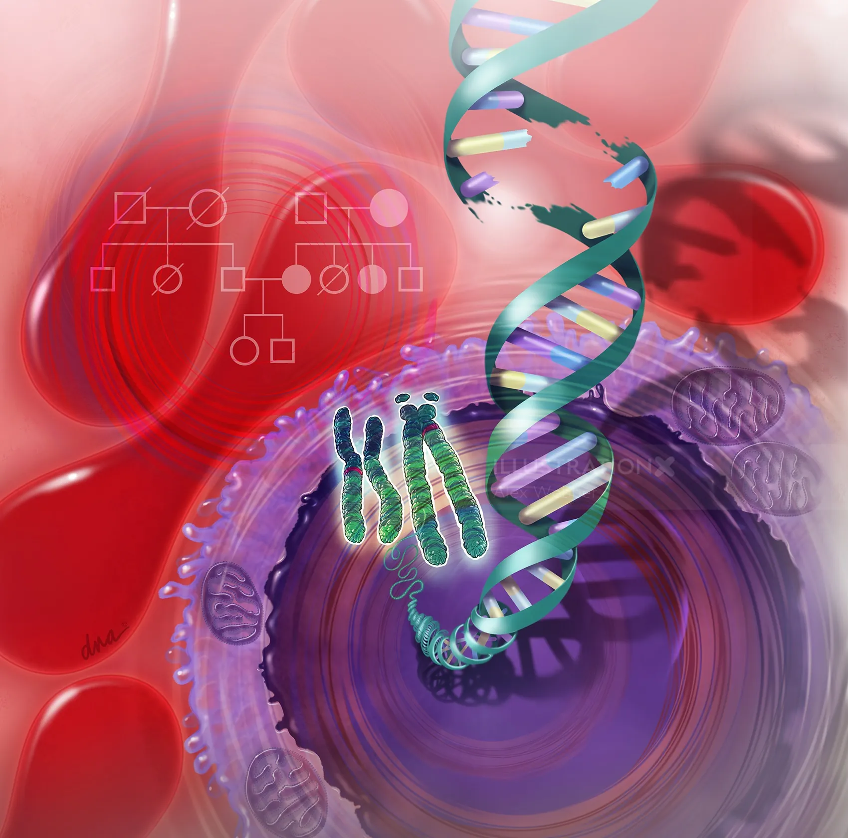 Blood test showing dramatized DNA extraction process