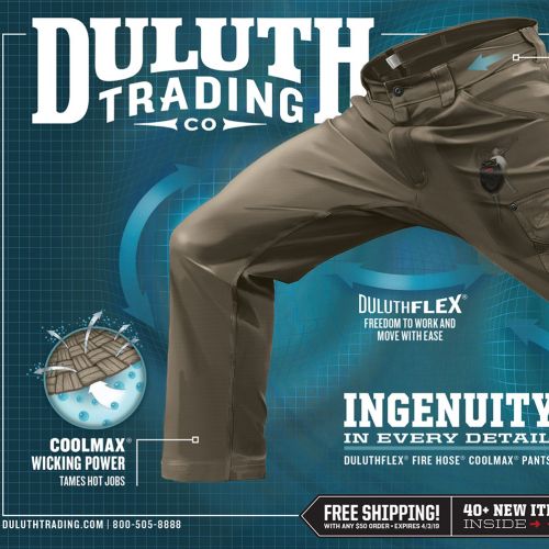 Duluth's signature Firehose pants advertising