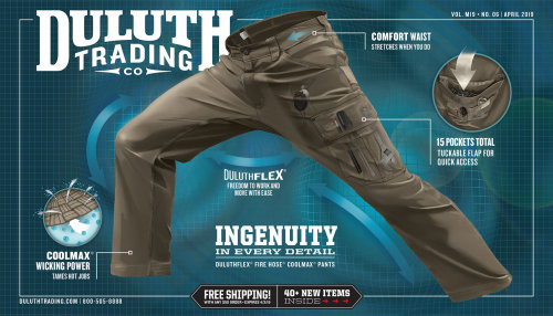 Duluth's signature Firehose pants advertising