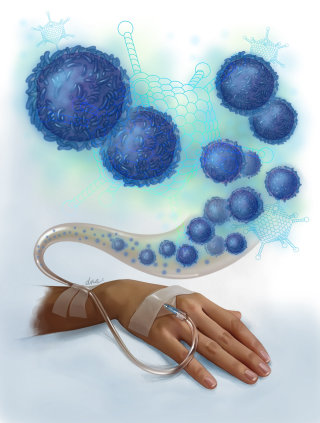 Alex Webber 绘制的 T 细胞疗法插图