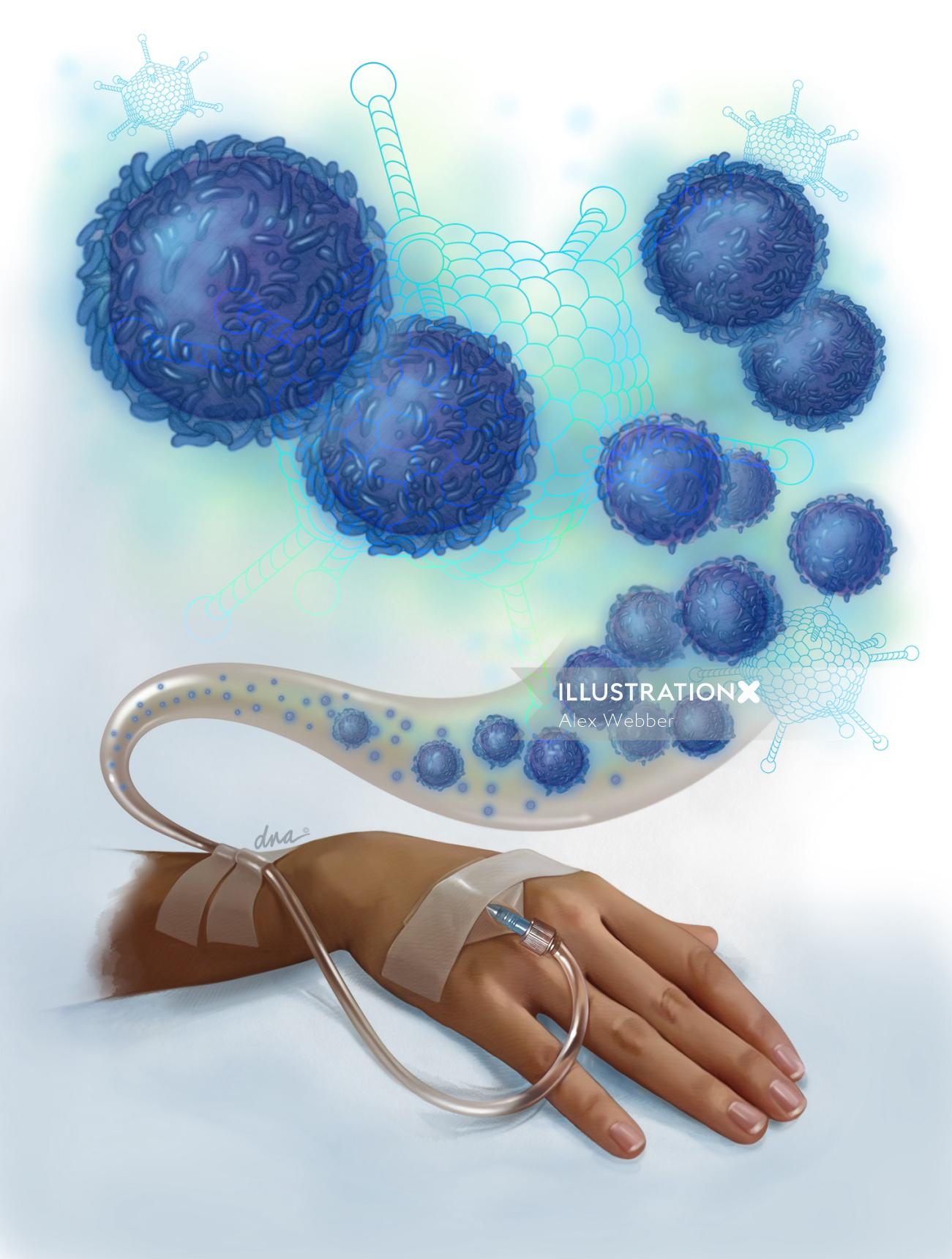 Alex Webber cria uma ilustração de terapia com células T