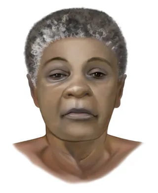 Digital portrait of an elderly woman with gray curly hair by Alex Webber