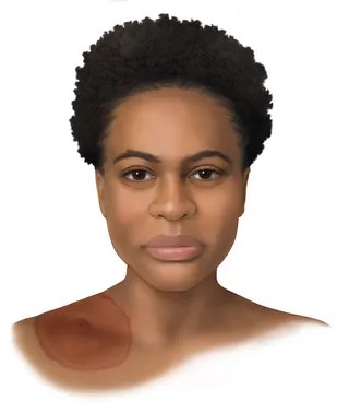 Digital portrait of African American woman with curly hair by Alex Webber
