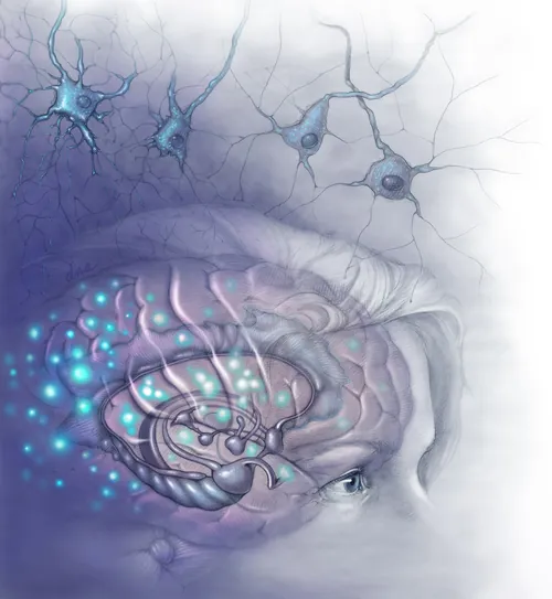 Surreal brain and neuron illustration by Alex Webber