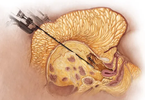 Brain biopsy procedure medical illustration by Alex Webber