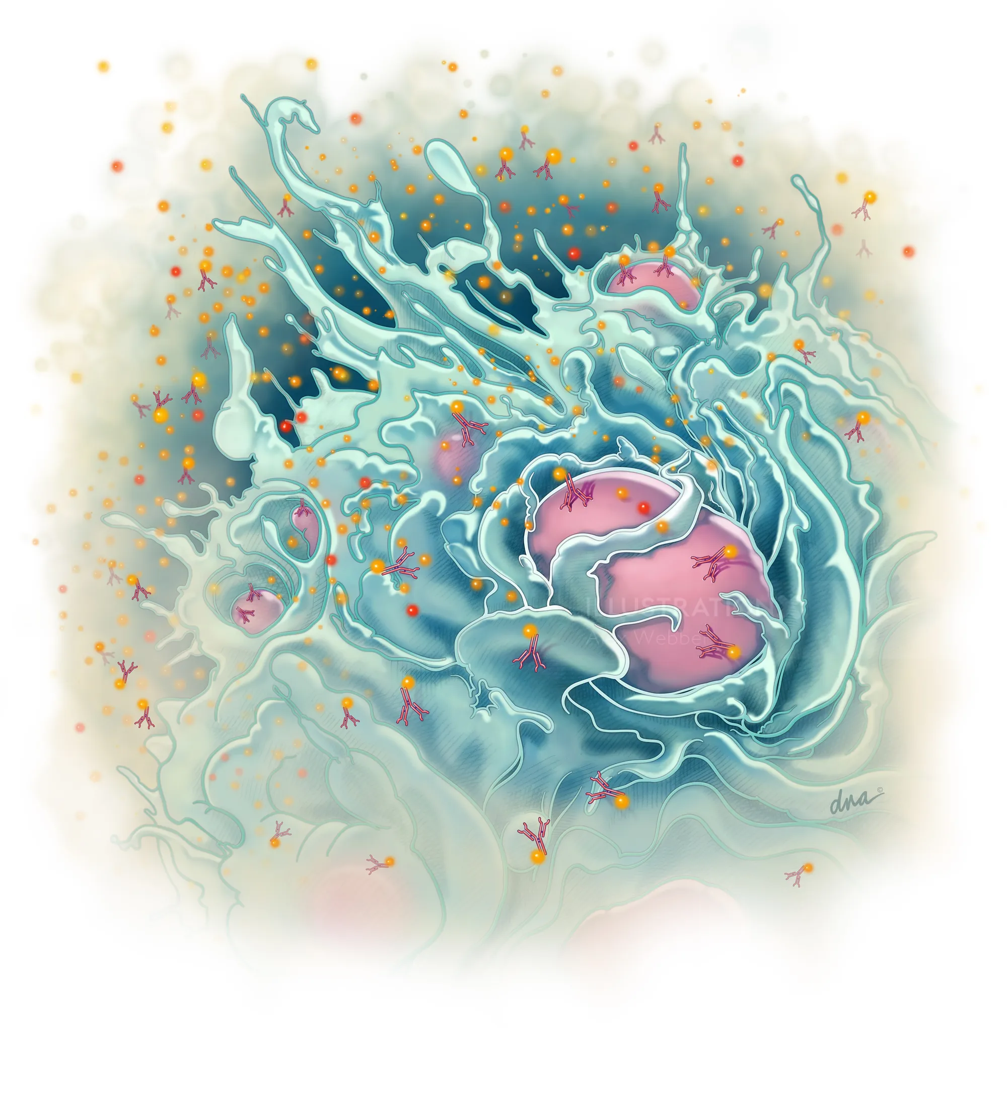 Abstract illustration of cellular molecular structure