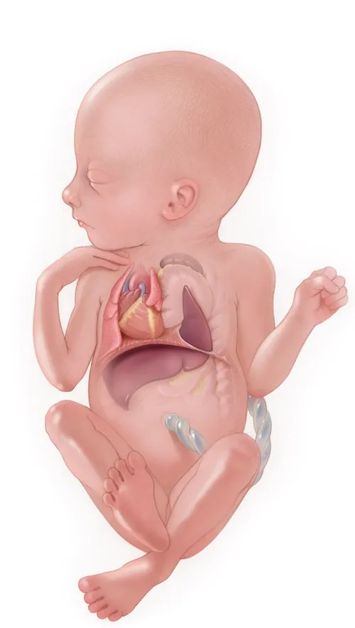 Fetal anatomy illustration with heart and lungs by Alex Webber