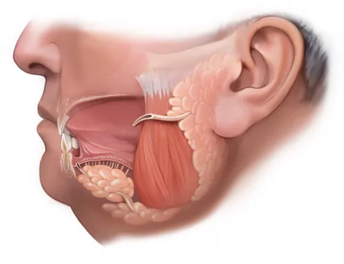 Medical illustration of human salivary glands and facial anatomy by Alex Webber