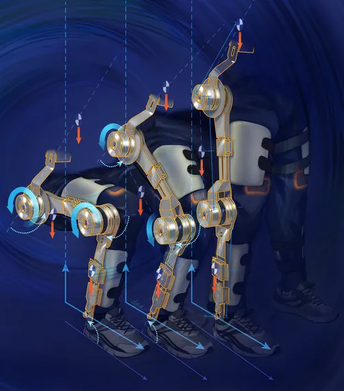 Mechanical exoskeleton legs with joints and actuators by Alex Webber