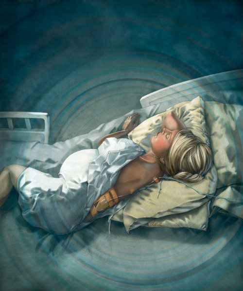 Conceptual artwork of  epidural fever patient