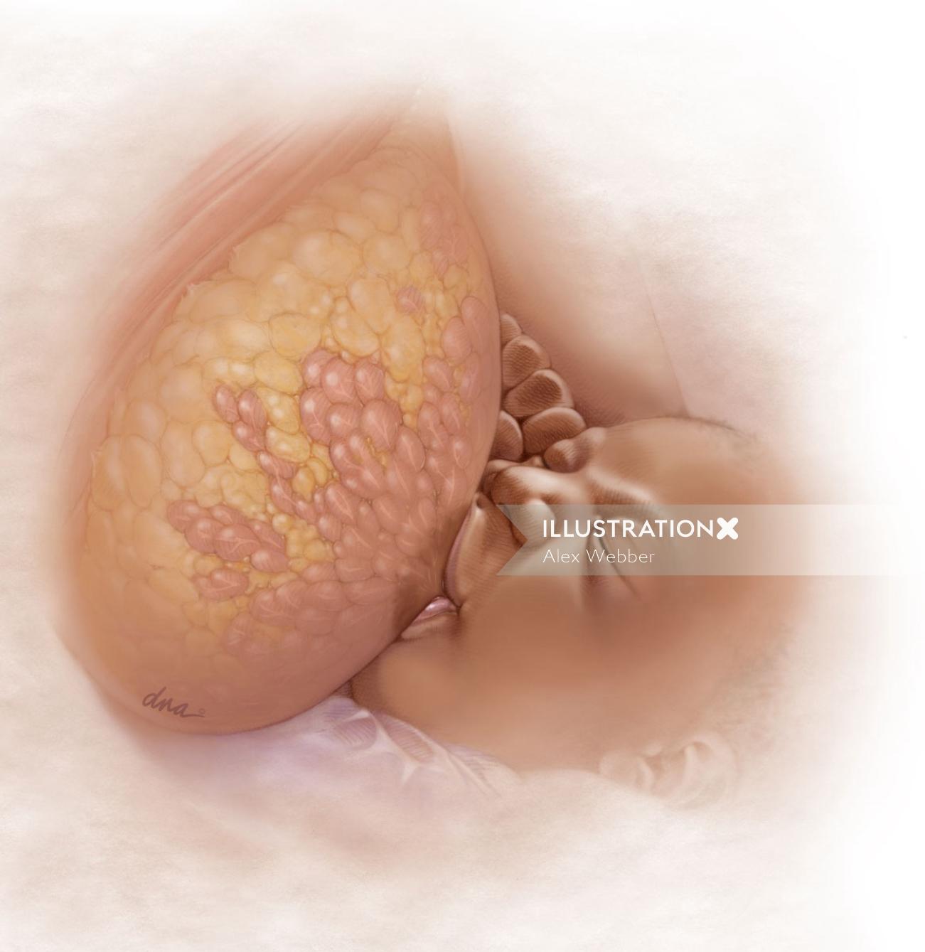 Anatomia de uma mama em lactação para Revista Médica