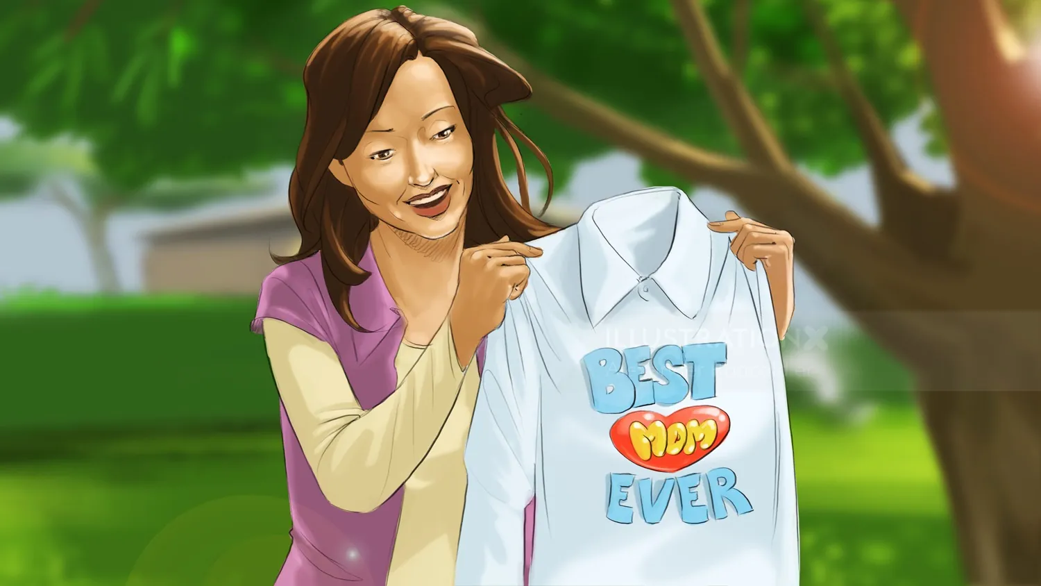Woman holding white shirt with Best Mom Ever text by Alexander Roncaldier