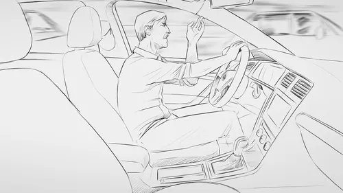 Line art of driving car 