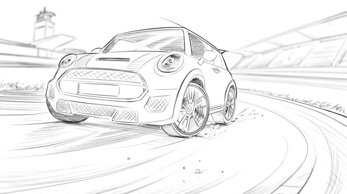 Mini cooper car line drawing 