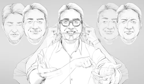 Man using sign language with varied facial expressions by Alexander Roncaldier