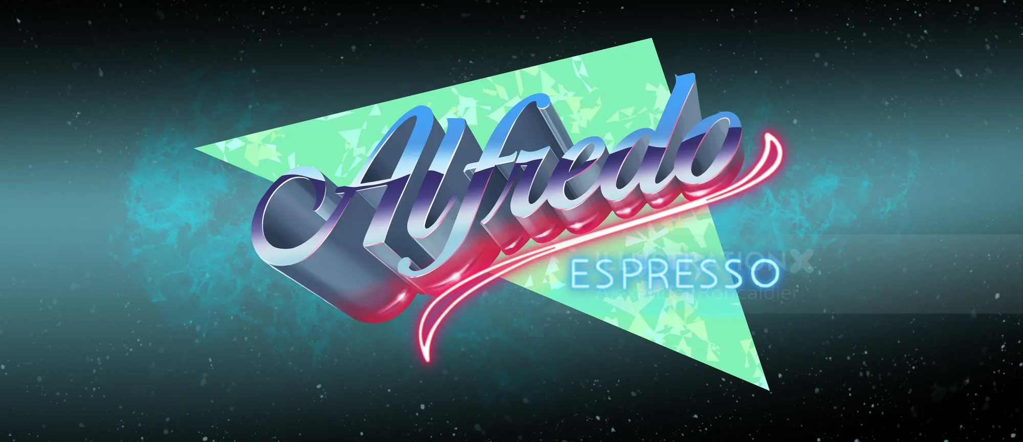 Neon sign saying Alfredo Espresso in retro style by Alexander Roncaldier