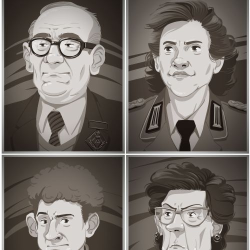 Black and white portraits of four individuals by Alexander Roncaldier
