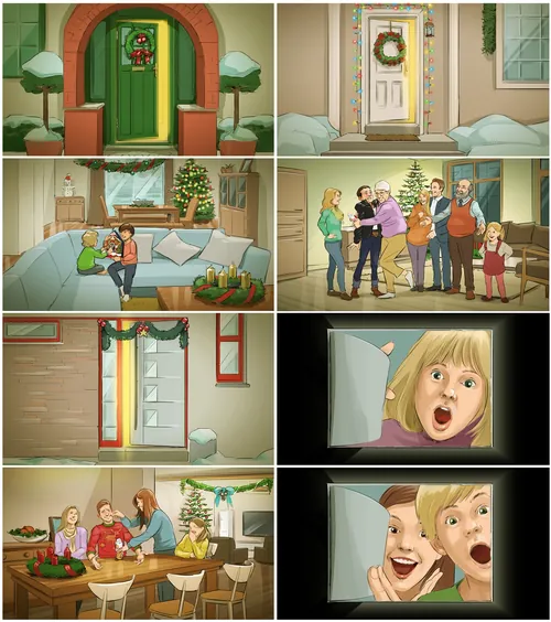 Holiday family scenes with decorations and joyful expressions by Alexander Roncaldier