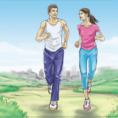 Infographic art of people jogging 