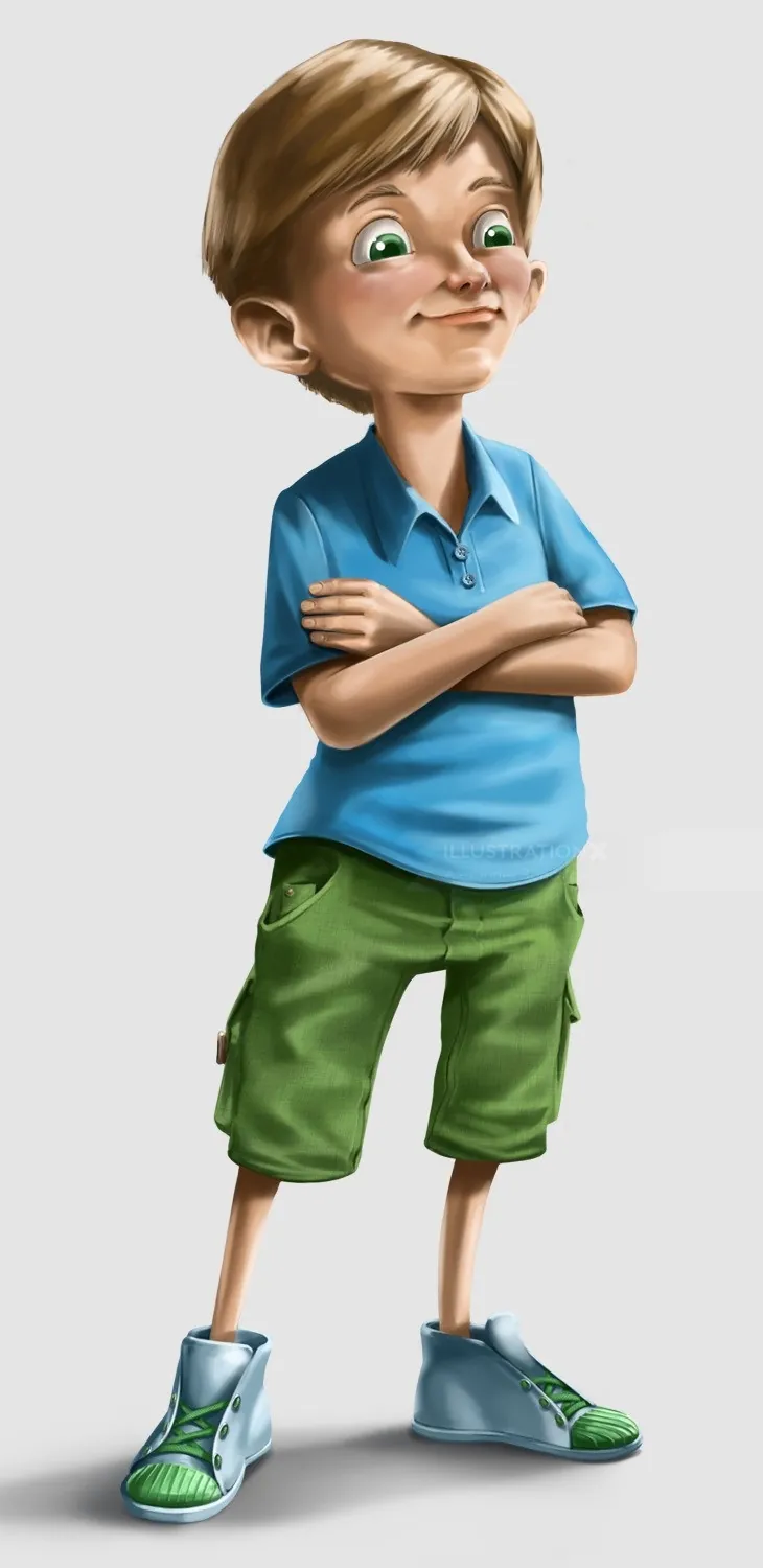 Confident young boy standing with arms crossed by Alexander Roncaldier
