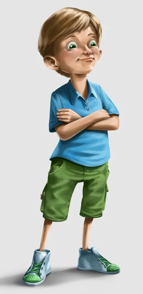 Confident young boy standing with arms crossed by Alexander Roncaldier