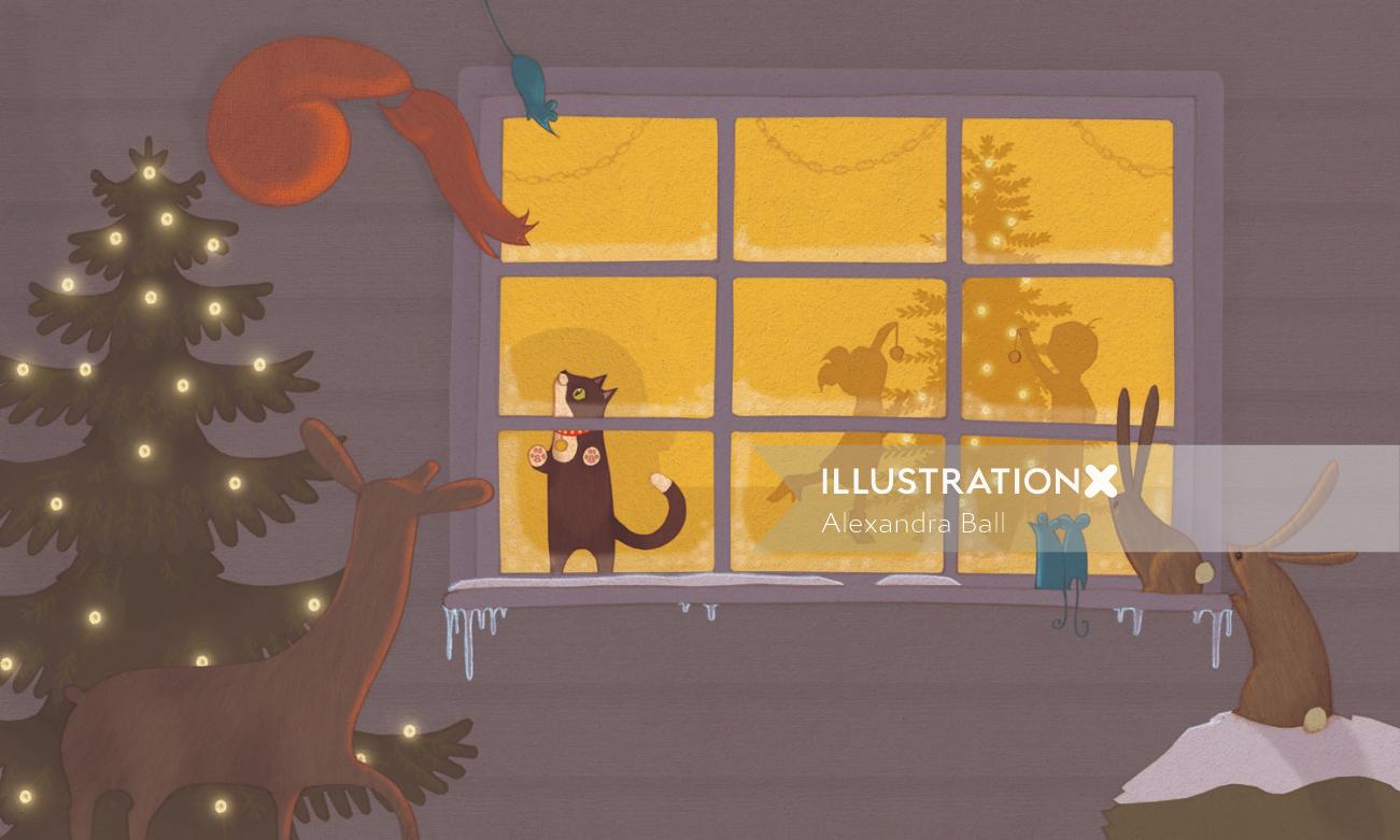Alexandra Ball, childrens book illustrator: Oh New Years Tree Window