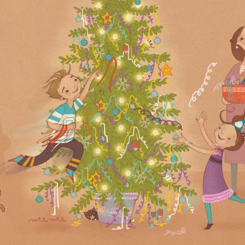 people illustration of celebrating Christmas