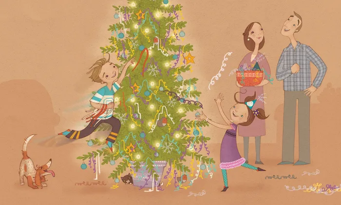 people illustration of celebrating Christmas