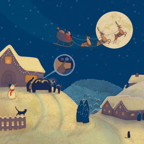 Children santaclaus in sky
