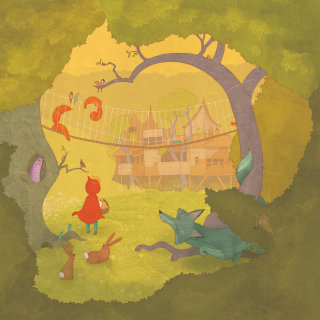Ilustração de livro do Alnwick Garden: casa na árvore