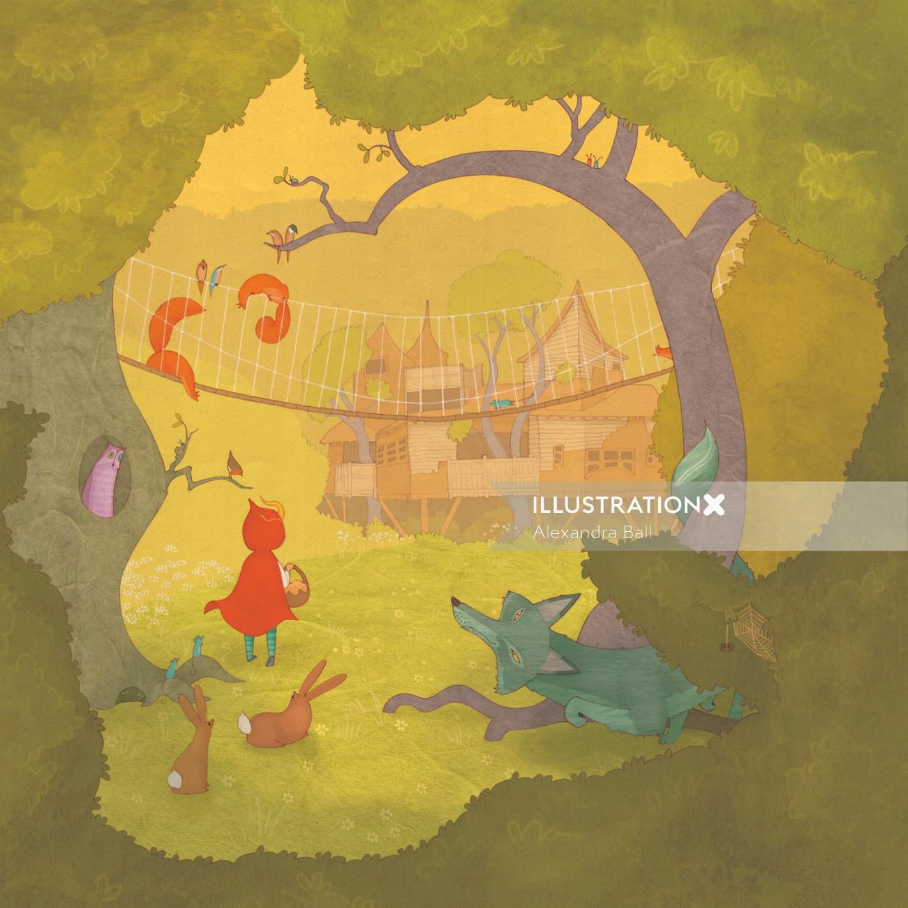 Ilustración del libro de Alnwick Garden: casa del árbol