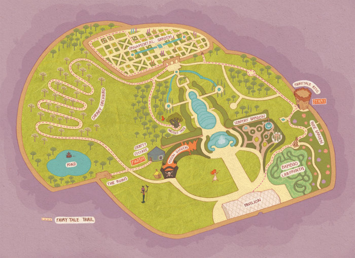 Uma ilustração do mapa do jardim de alnwick