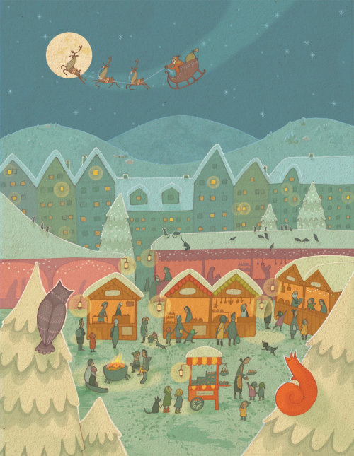 An illustration Christmas market scene