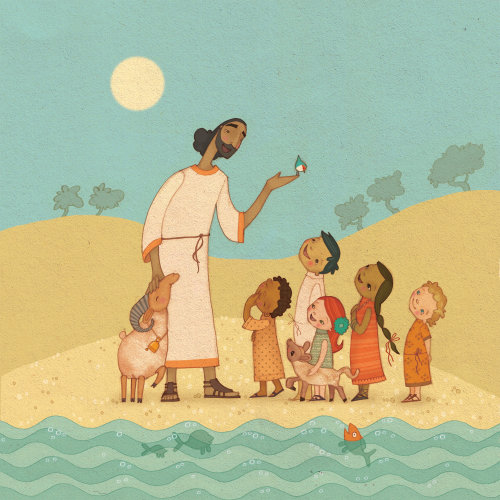 An illustration of Jesus with children