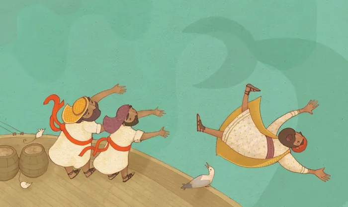 Jonah being thrown into the sea
